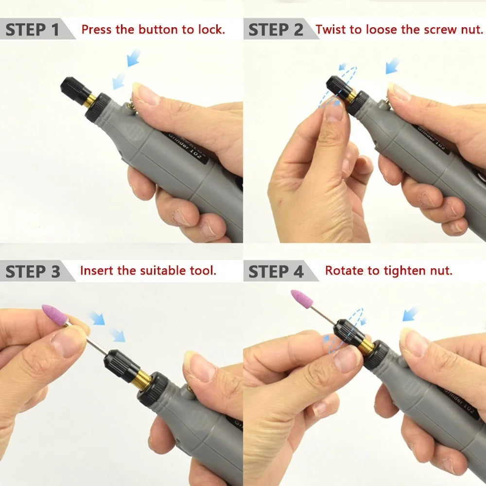 3.7V Cordless Rotary Tool 5 Variable Speed Li-Ion Power USB Charging Accessories Kit for Carving Engraving Sanding Polishing and Cutting - Grey - 2
