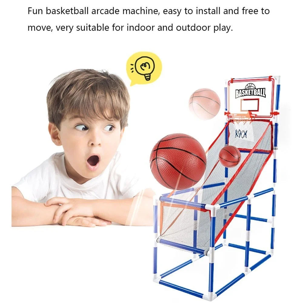 Indoor/Outdoor Basketball Arcade Game Sport Basketball Hoop Single Shot with 2 Basketballs Inflator - 5