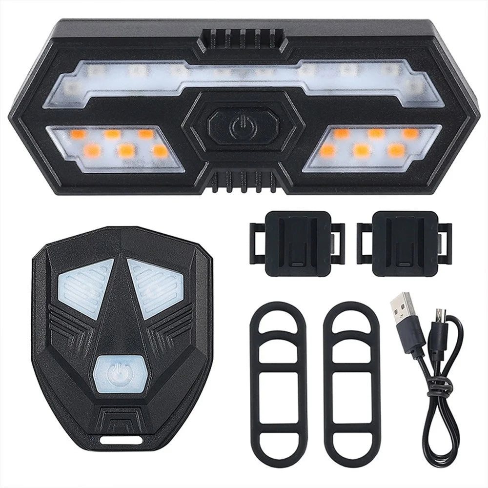 WEST BIKING 5m Remote Bike Taillight USB Rechargeable LED Turn Signal Waterproof MTB Bicycle Light Rear Lamp with Alarm Sound - 1