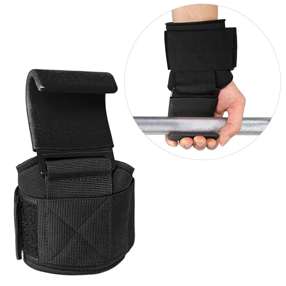 Weight Lifting Hooks Heavy Duty Lifting Wrist Straps Dumbbells Weightlifting Sports Gloves and Grip Pads for Deadlift Powerlifting Pull Up Bar - Black - 2