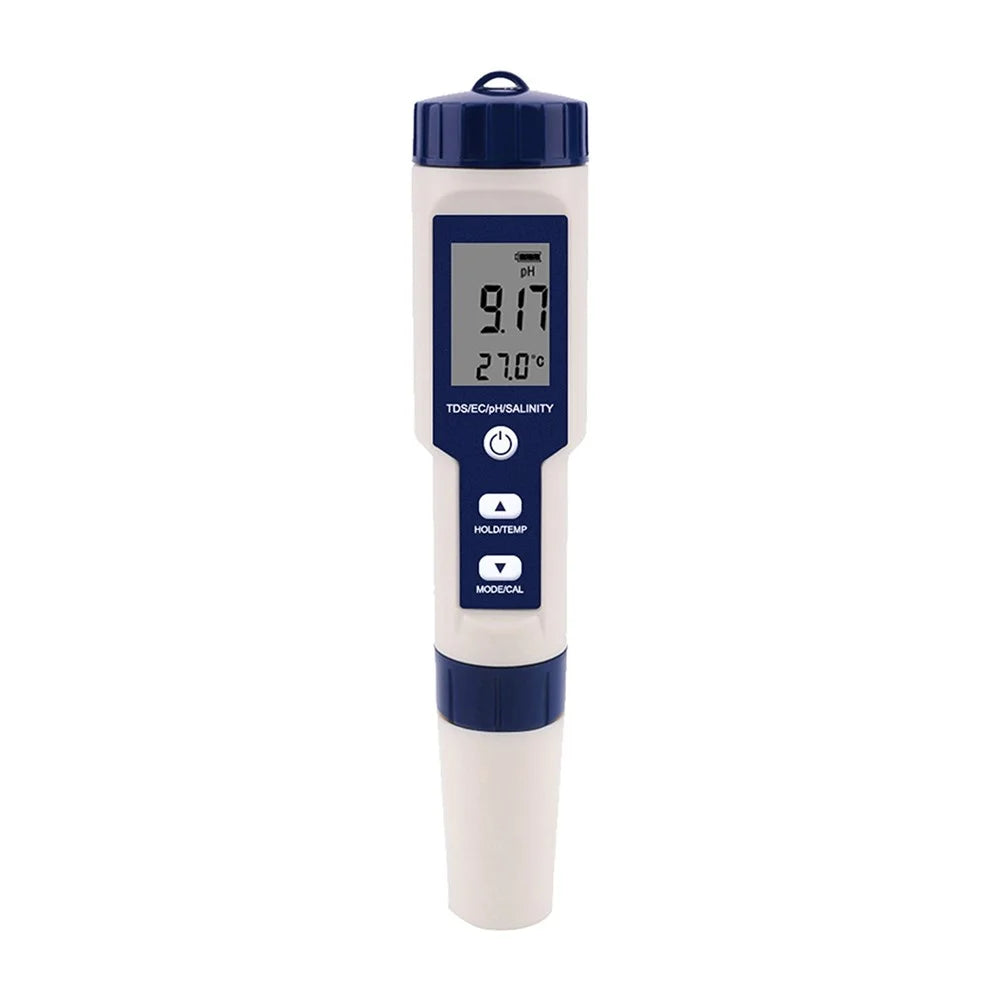 Water Quality Tester 5-in-1 Multi-Parameter Water Testing Meter IP67 Digital LCD Water Quality Monitor PH/TDS/EC/Temperature/Salinity Analyzer Detector - 4
