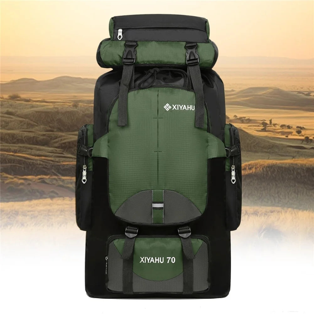 XIYAHU 70L Large Capacity Sports Backpack Waterproof Bag Rucksack for Outdoor Climbing Hiking - Army Green - 1