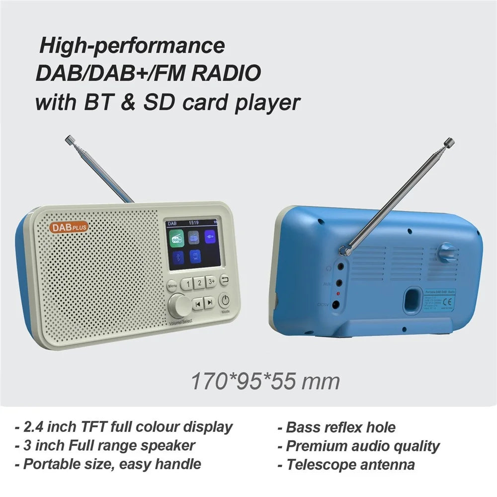 Portable Radio Digital Tuning AM/FM Stereo Radio Player Rechargeable Supports TF USB Port, Sleep Timer - 5