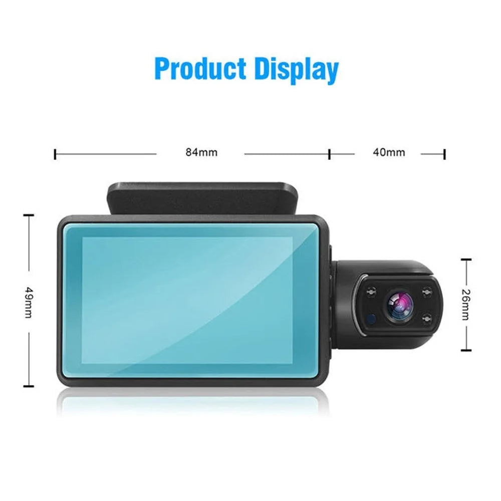 1080P DVR Dash Camera Front and Inside Dual Camera Car Dashcam 3 inch Gravity Sensing IPS Screen Driving Recorder with Night Vision 170-Degree Wide Angle G-Sensor Parking Monitor - 3