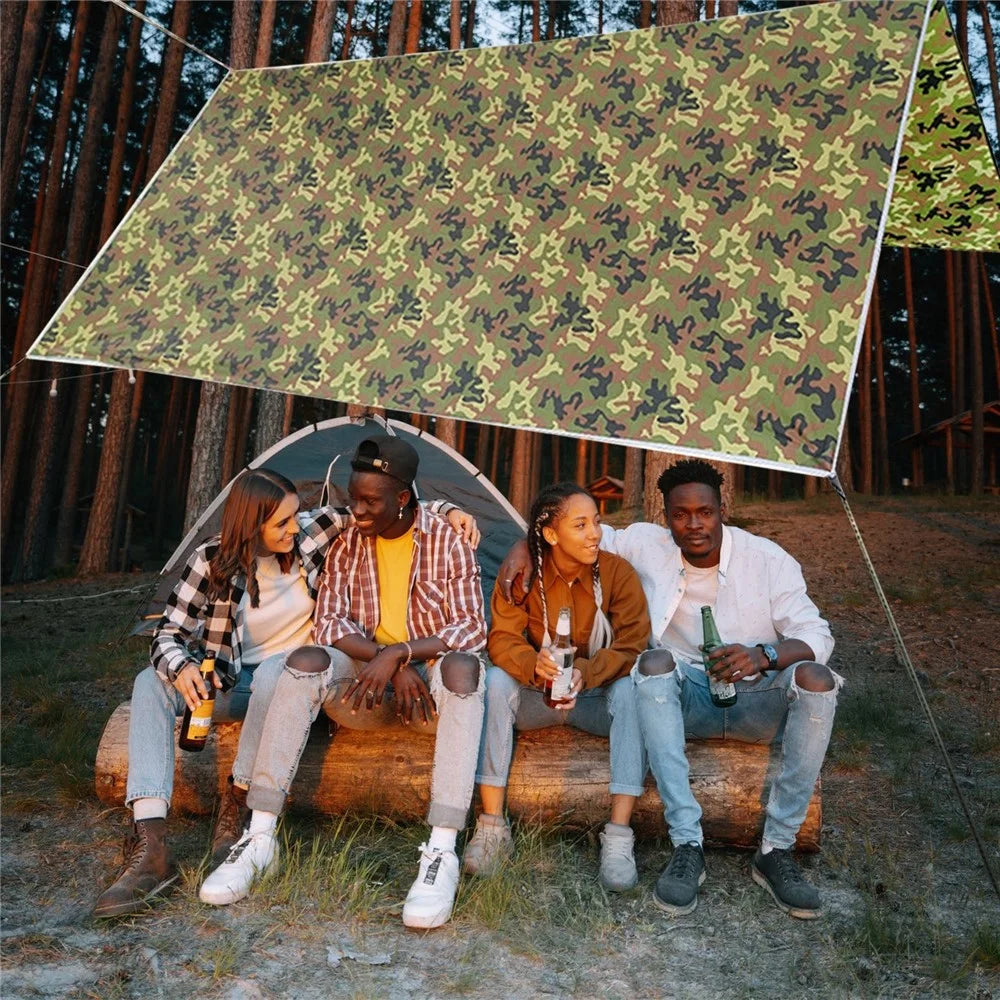Camping Tent Tarp Outdoor Patio Garden Backyard Sail Canopy Camouflage Tarpaulin Shelter Waterproof Rain Fly UV Resistant Sun Shade - 6