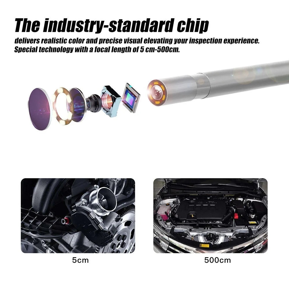 2m Hard Wire Wireless Fidelity Connected Industrial Endoscope Borescope IP67 Waterproof Inspection Camera with Built-in 6pcs Dimmable LEDs 3.9mm Lens 1960*1080 Resolution - 2