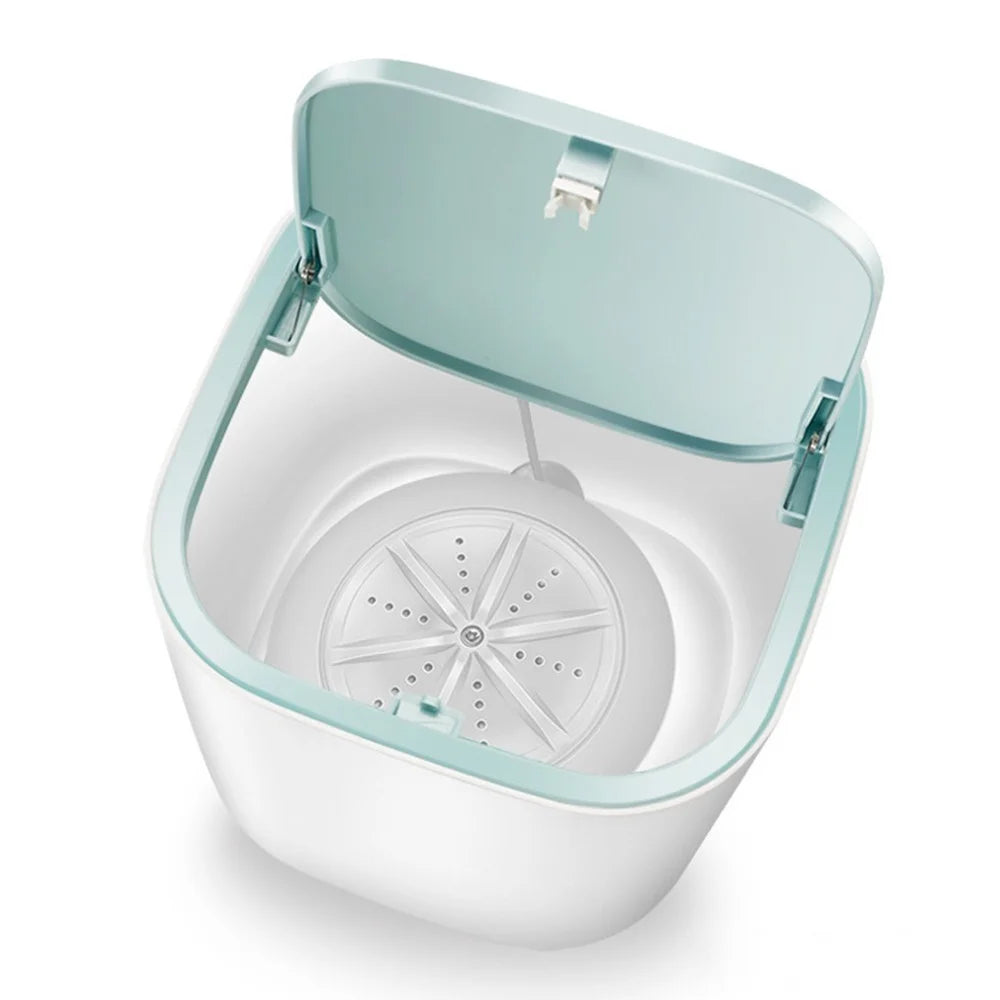 Portable Washing Machine Laundry Barrel Washer Underwear Socks Washer Mini Personal Rotating Ultrasonic Turbine Washer - White - 1