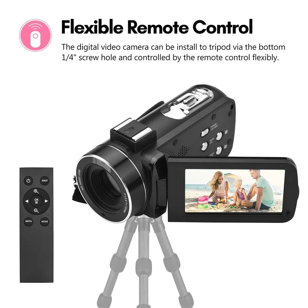 4K Digital Video Camera 3.0 Inch IPS Touch Screen WiFi Camcorder DV Recorder 56MP with Wide-Angle Lens + 2 Batteries + Microphone - 3