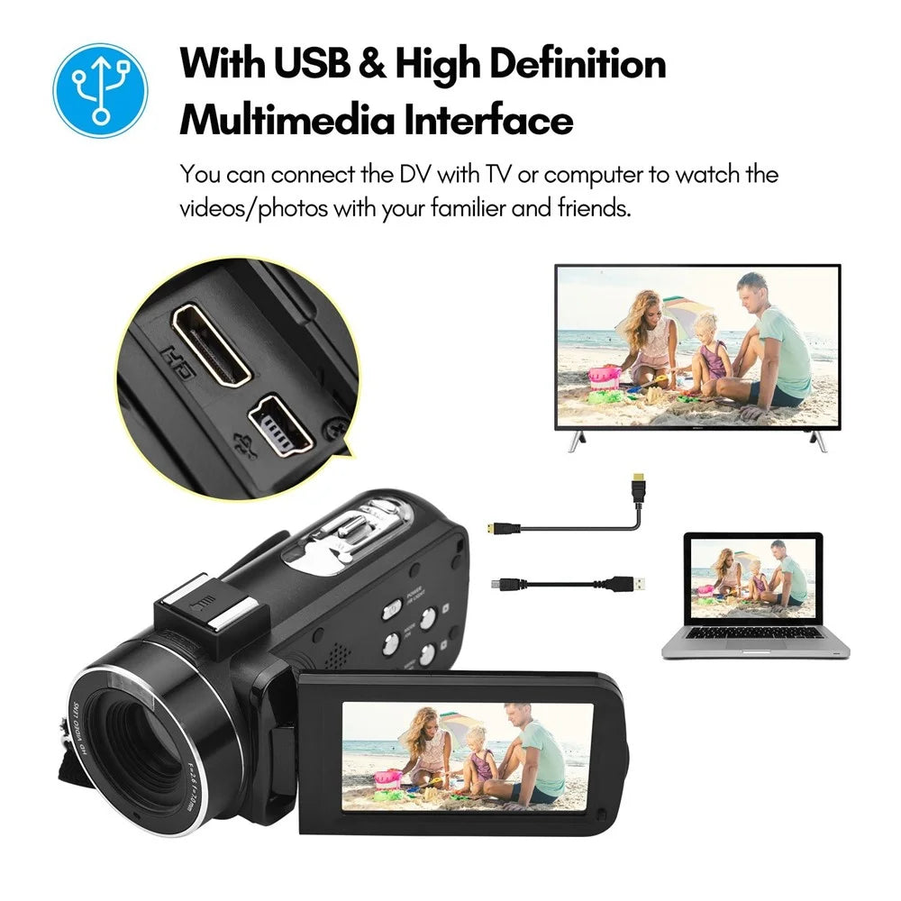 Portable 4K Digital Video Camera 3.0 Inch IPS Touch Screen WiFi Camcorder Anti-Shake DV Recorder 56MP 18X Digital Zoom Supports Face Detection IR Night Vision with 2 Batteries + Remote Control + Carrying Bag + External Microphone - 5