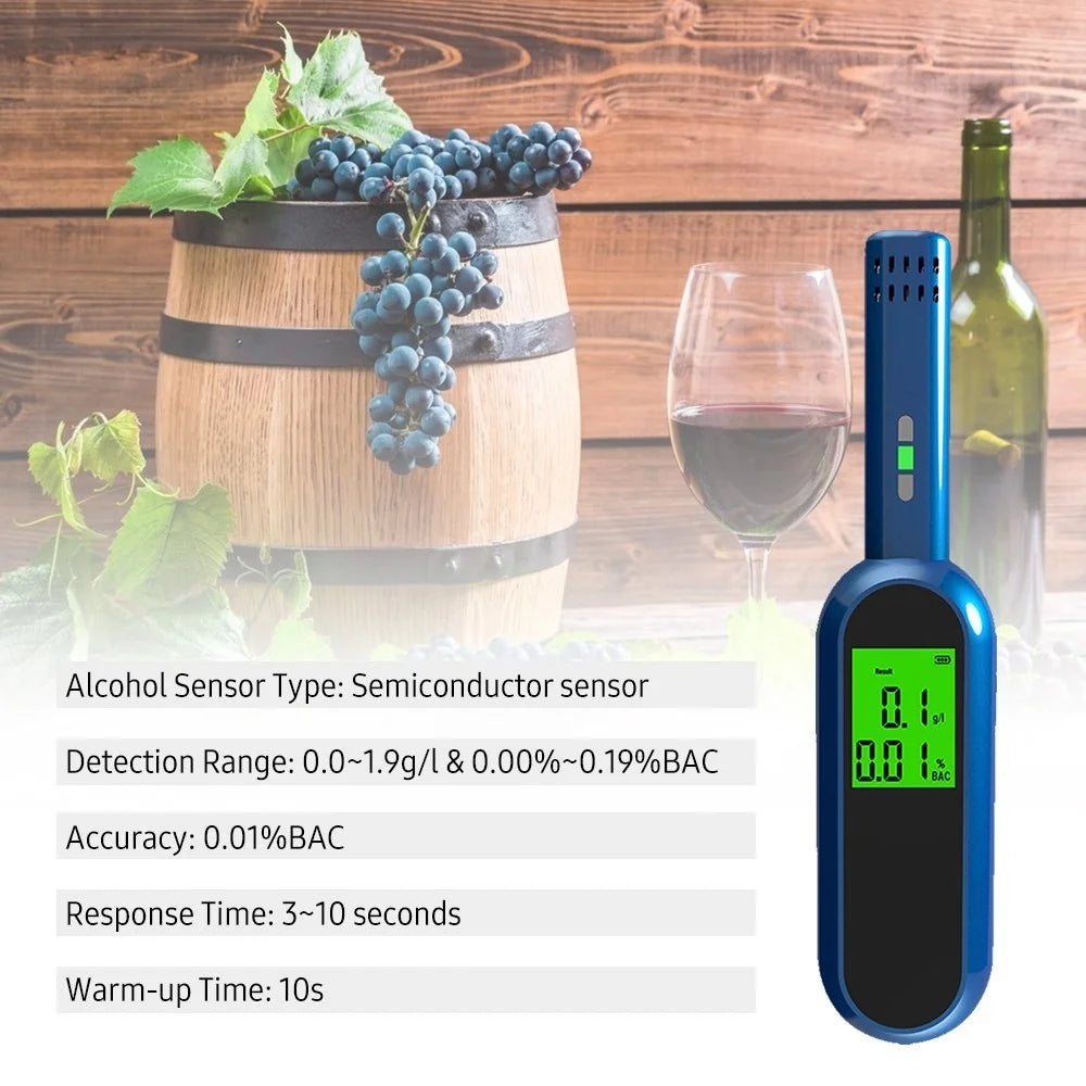 Portable Breath Alcohol Tester with LCD Screen Digital Breathalyzer Blowing Alcohol Tester Hand-held Drunk Driving Detection Gauge Battery Powered (No FDA, BPA-Free) - 5