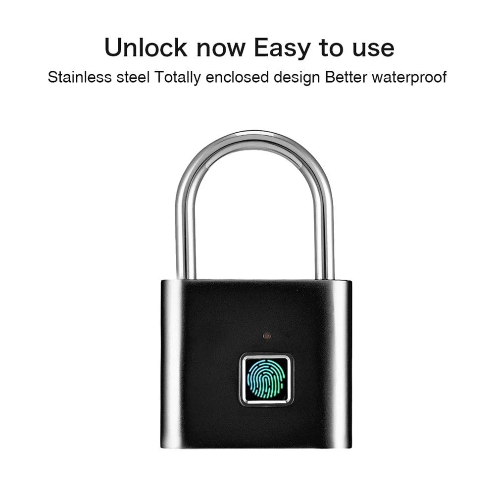 Smart Fingerprint Padlock Small Size Padlock Cabinet Fingerprint Lock Mini Fingerprint Lock - Black - 3