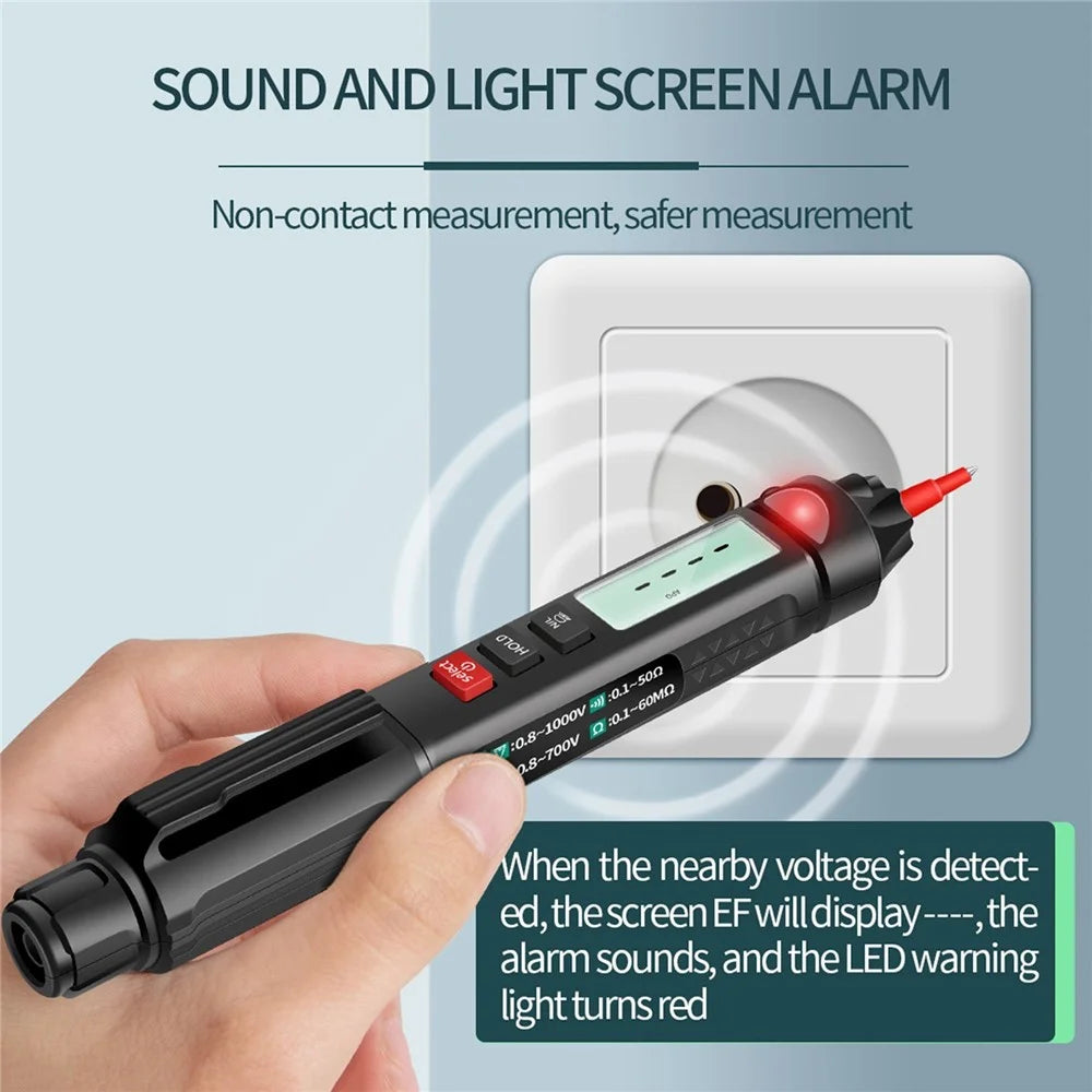 ANENG A3007 Pen Multimeter 6000 Counts Digital Voltage Tester with LCD Display Backlight Flashlight NCV Auto-off for Current Resistance Capacitance Diode Continuity Testing Tool - 4