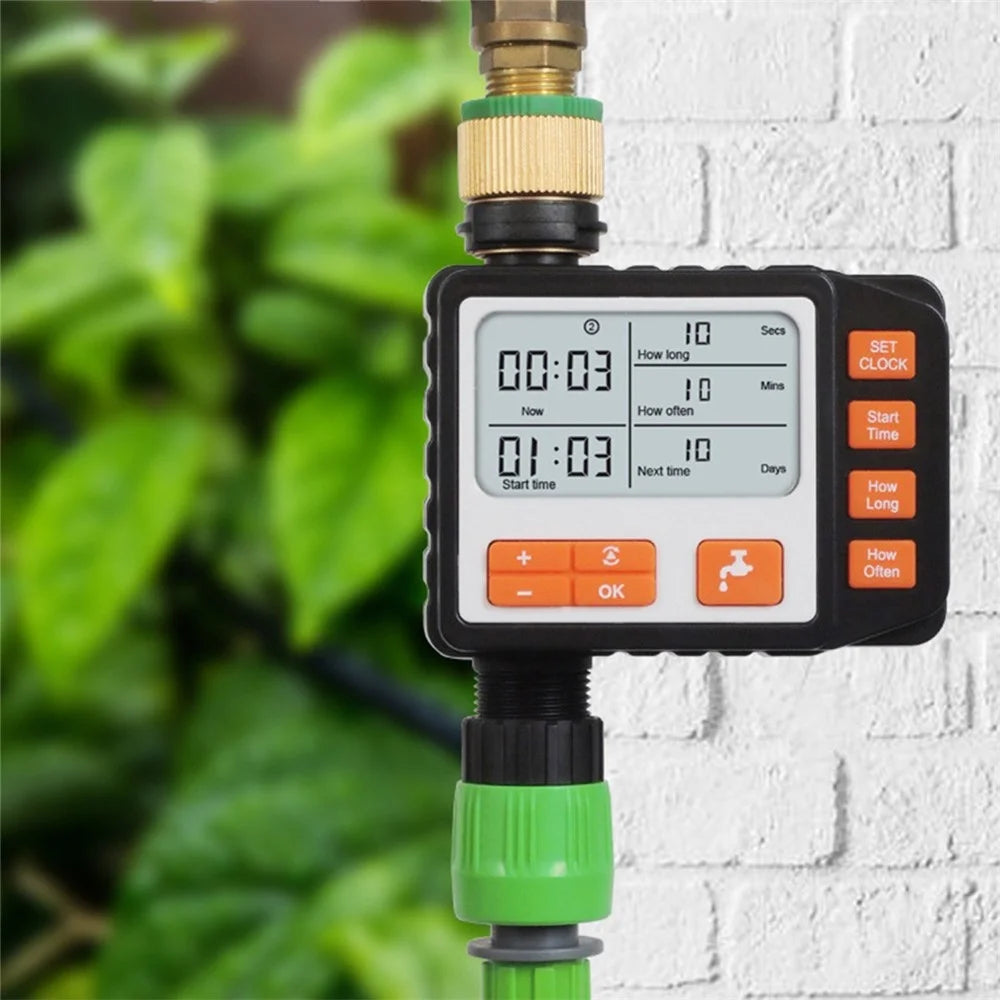 IP65 Waterproof 3 Separate Programs Digital Water Timer 3in Large Screen Hose Timer Sprinkler Timer Single Valve Faucet for Garden Lawn - EU Inlet - 4