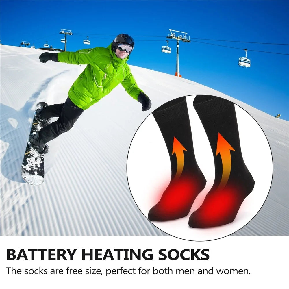 1Pair Heated Socks Battery Powered Cold Weather Thermal Heating Socks Electric Heated Foot Warmer for Hunting Skiing Campin - 3Pcs Batteries Required - 2