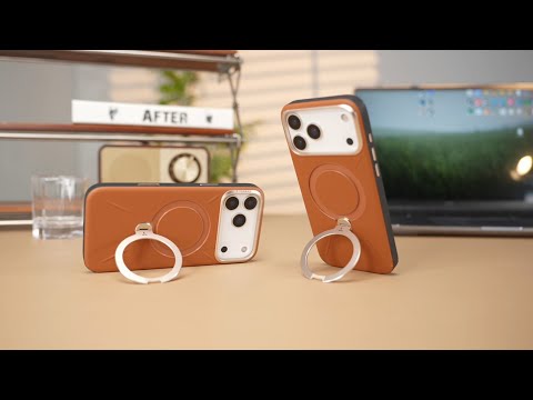 TORRAS Ostand Q3 VegSkin Series For iPhone 17 Pro Case Compatible with MagSafe Kickstand Phone Cover - Brown