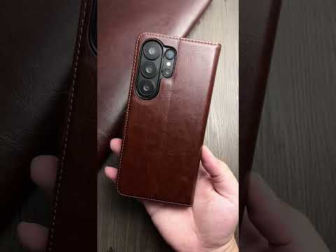 QIALINO For iPhone 17 Pro Max Case with Card Holder Genuine Cow Leather Stand Phone Cover - Black