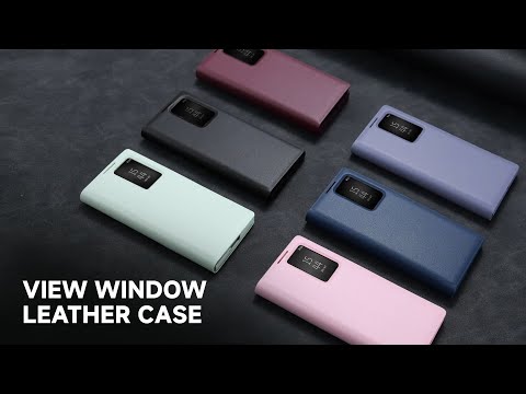 For Samsung Galaxy S23 Ultra Case with Card Holder Smart View Window PU Leather+PC+TPU Phone Cover - Sapphire
