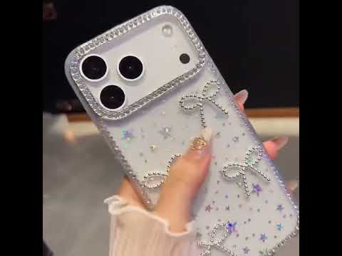 For iPhone 17 Pro Case Rhinestone Edge Butterfly Bow Decor TPU + PC IMD Phone Cover - Starry Transparent