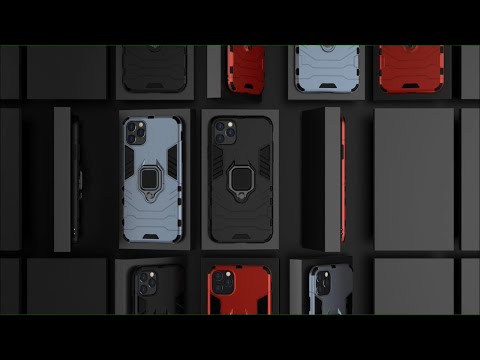 PC + TPU Combo Finger Ring Kickstand Cell Phone Cover Case for iPhone 11 6.1 inch (2019) - Black