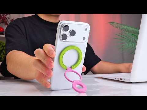 Magnetic Phone Ring Holder Compatible with MagSafe Triple Fold 360 Degrees Rotation Stand Multi-functional Mount - Rose