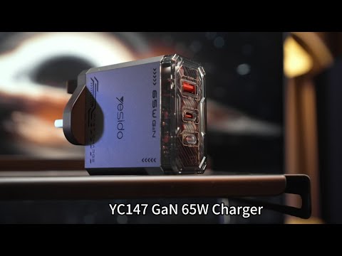 YESIDO YC147 65W GaN Charger Fast Charging Power Adapter with Multiple Ports Mechanical Design for Phones / Tablets - UK Plug