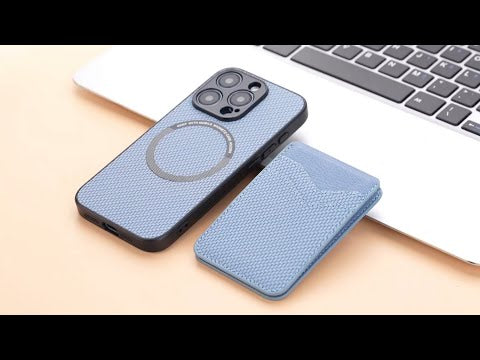 For iPhone 17e / 16e Magnetic Case Carbon Fiber Texture Back Cover with Detachable Card Holder - Green