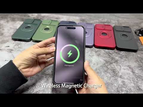 For iPhone 16 Pro Max Magnetic Case Kickstand Slide Lens Cover TPU+PC Phone Shell - Olive Green