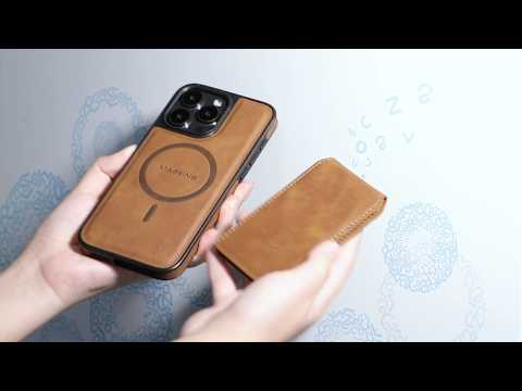 MAGKING K1 Series For iPhone 16 Plus Magnetic Case PC+TPU+PU Phone Cover with Card Holder Kickstand - Black