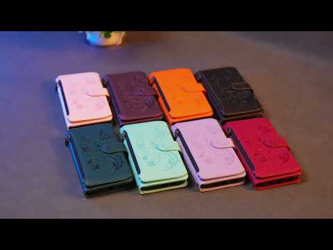 For Nothing Phone (3) 5G Leather Case Butterfly Floral Imprint Zipper Wallet Stand Cover with Wrist Strap - Purple