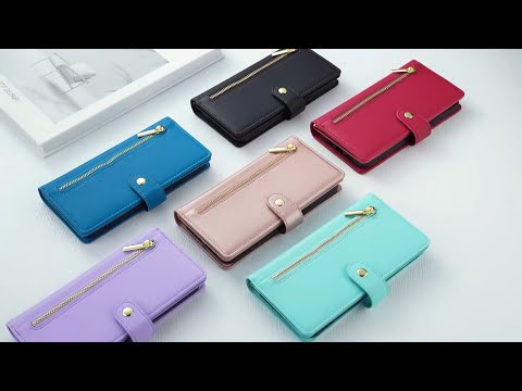 DF-011 For Samsung Galaxy A16 5G / A16 4G Case Zipper Pocket Wallet Leather Phone Cover with Straps - Red