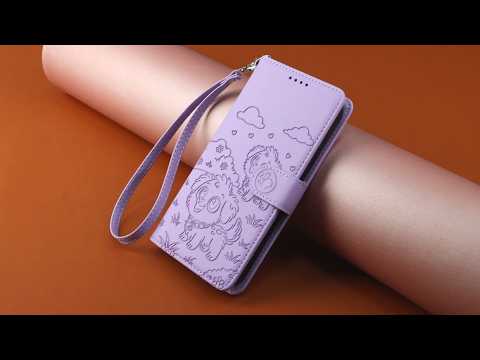 For iPhone 16 Pro Max Case RFID Blocking Imprinted Dog Pattern PU Leather Phone Cover with Wrist Strap - Green