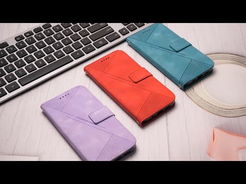 Wallet Cover for Realme C55 , Horizontal Stand Triangle Imprinted Leather Phone Case with Strap - Brown
