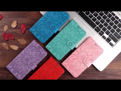 For iPhone 15 Pro Wallet Phone Case Shockproof Sunflower Imprinted Stand PU Leather Cover - Blue