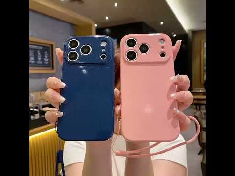 For iPhone 16 Magnetic Case Glitter TPU Shockproof Phone Cover with Lanyard Compatible with MagSafe - Pink