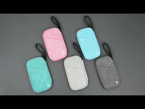 PU Multifunctional Phone Accessories Storage Bag, Passport Pouch with Small Hanging Rope - Pink