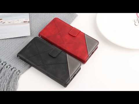 For OnePlus Nord N30 5G  /  Nord CE 3 Lite 5G Case Leather Geometric Line Wallet Phone Cover with Wrist Strap - Black