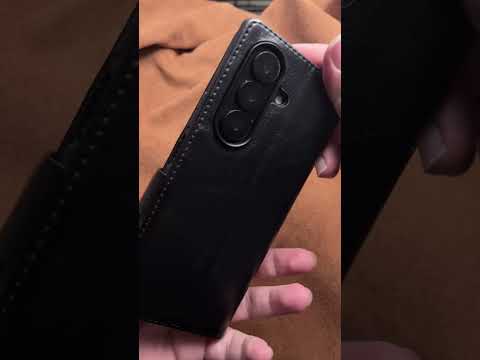 QIALINO For Samsung Galaxy Z Fold7 5G Case with Card Holder Genuine Cow Leather Stand Phone Cover - Brown