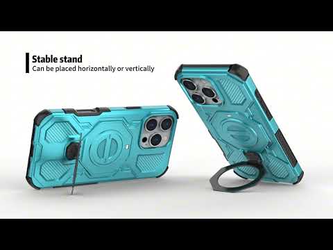 For Samsung Galaxy S24 Ultra Magnetic Case Rotating Metal Kickstand PC + TPU Phone Back Cover - Dark Blue