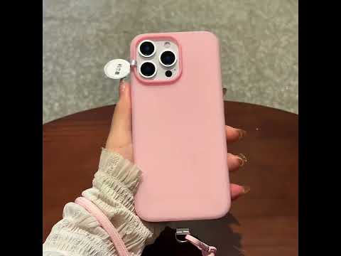 For iPhone 14 Pro Case Ice-Transparent Liquid Silicone + PC Phone Cover with Wrist Strap - Pink