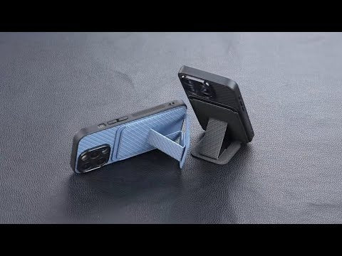 C1-11 for iPhone 11 Case Kickstand Carbon Fiber Texture Smart Phone Cover - Blue