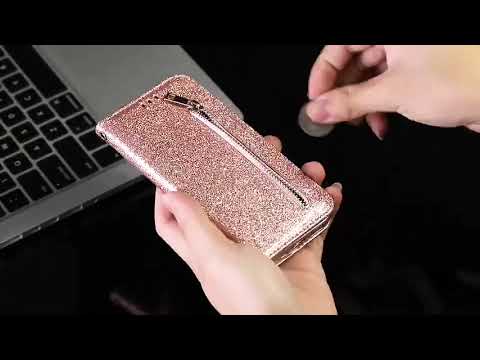 For Samsung Galaxy A16 5G  /  4G Stand Case Glitter Phone Leather Cover Zipper Pocket - Silver