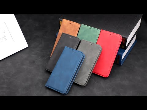 For TCL 50 5G Case Skin Touch Feeling Leather Card Holder Phone Cover Magnetic Absorption - Dark Blue