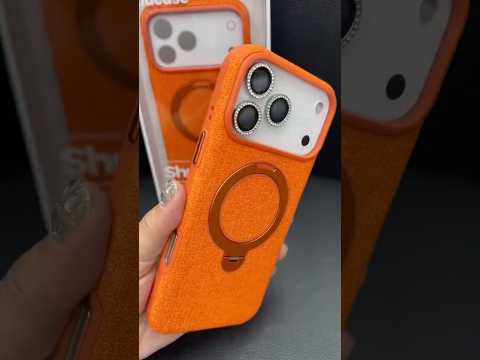 JAUCASE For iPhone 17 Pro Magnetic Case Linen Texture Rotary Ring Kickstand PC + TPU Phone Cover - Champagne Gold