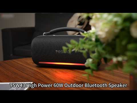 YESIDO YSW43 60W Portable Bluetooth-compatible Speaker with RGB Lights IPX5 Waterproof Wireless Subwoofer with Handle for Outdoor Party - Black