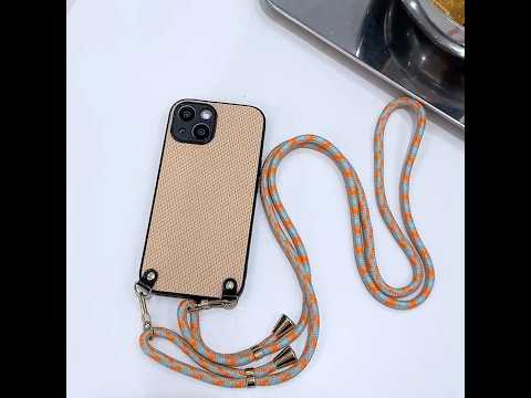 For iPhone 17e / 16e Case Carbon Fiber Texture PU + PC + TPU Anti Drop Phone Cover with Crossbody Lanyard - Blue