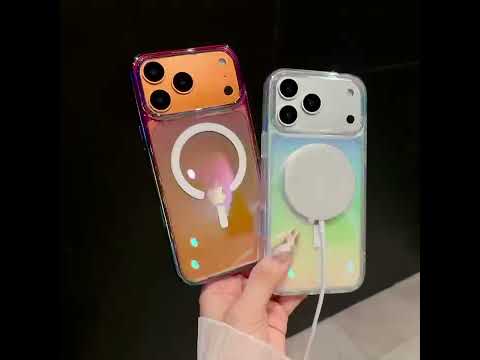 For iPhone 17 Pro Max Magnetic Phone Cover Gradient Design TPU PC Shockproof Back Case Compatible with MagSafe - Transparent Black