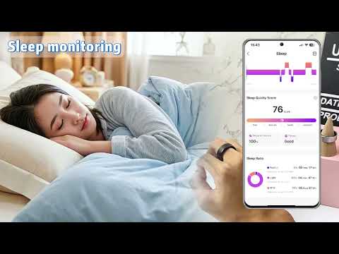 R100 Multifunction Smart Ring Health Monitoring Blood Oxygen Heart Rate Sleep Tracker with Charging Case - Silver / Size 8