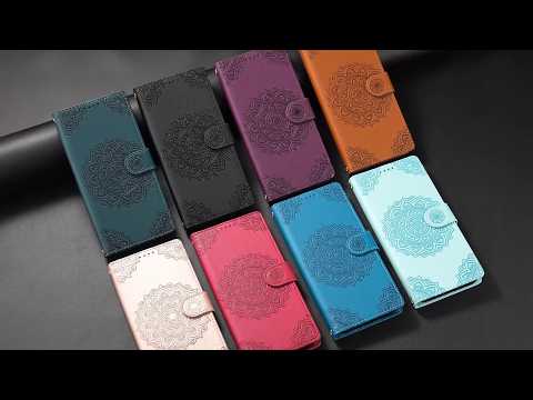 For Samsung Galaxy A37 5G Case Embossed Totem Leather Flip Wallet Phone Cover with Wrist Strap - Black