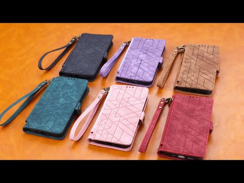 For Samsung Galaxy S25 Zipper Wallet Case Geometry Lines Leather Phone Cover with Strap - Red