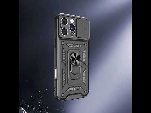 For Samsung Galaxy A23 4G / 5G (Global Version) PC + TPU Dual Layer Armor Case Slide Lens Protection Scratch-Resistant Cover with Built-in Rotate Magnetic Kickstand - Black